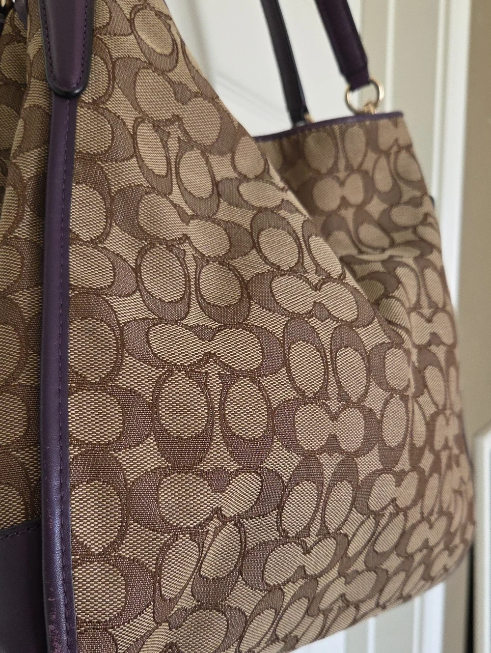 Coach Phoebe RARE Monogram Shoulder Bag Brown And Purple